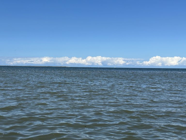 Die Nordsee mit blauem Himmel in Dornumersiel